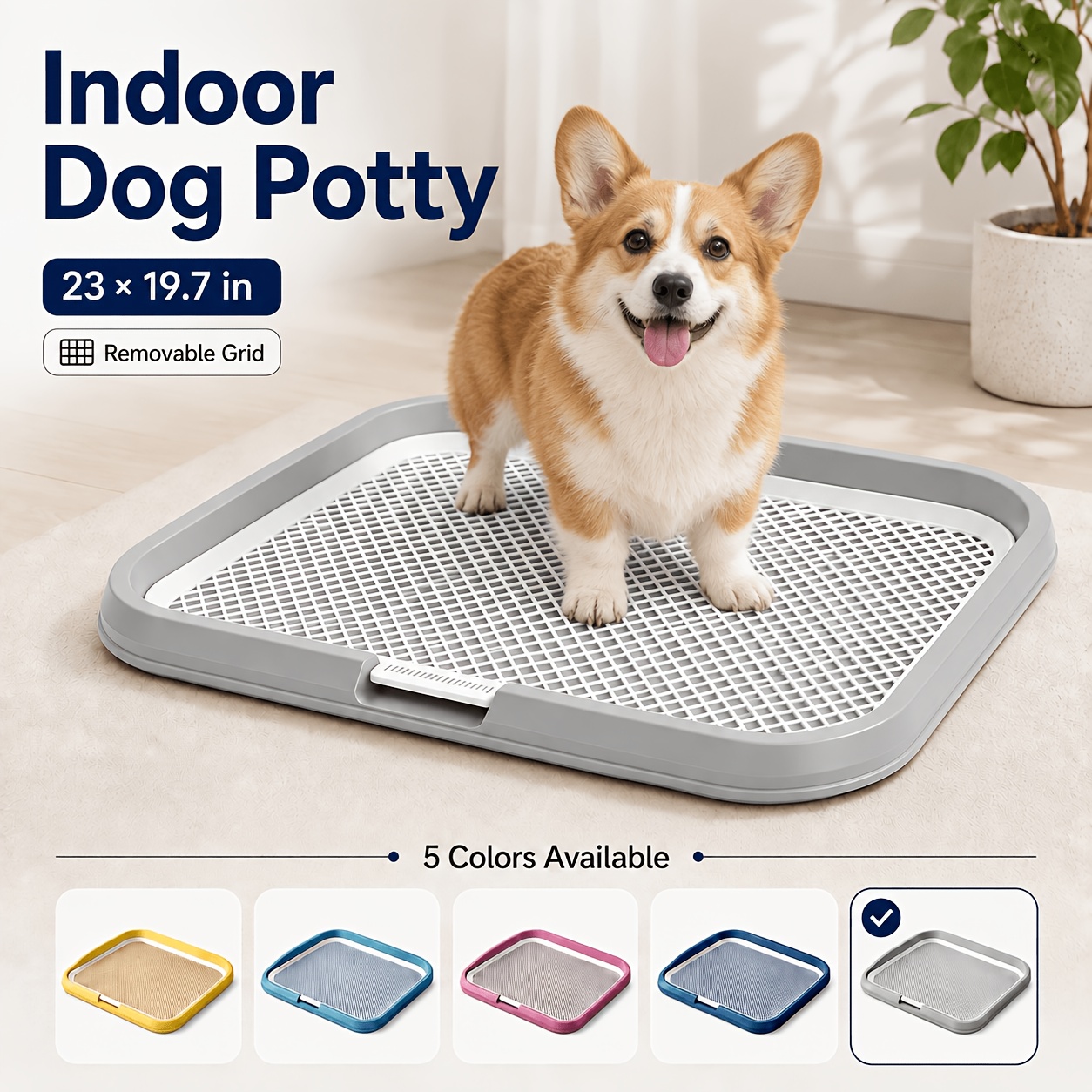 TEMU Dog Potty Tray With Removable Grating, Leak-proof Indoor Dog Toilet For Puppy Training, Washable Pee Pad Holder For Apartments & Dogs