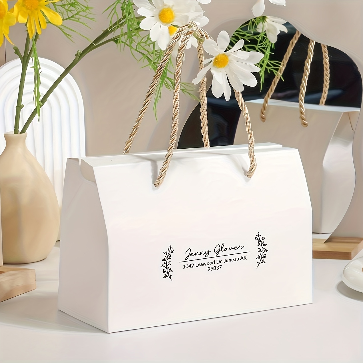 [Customizable Paper Gift Boxes] 20pcs Customizable Paper Gift Boxes with Handles - 20x10x13.5cm White, Brown & Golden, Ideal for Weddings, Birthdays, Christmas, Halloween - Perfect for Candles, Cosmetics, Small Gifts, Gift Boxes for Gifts, Best for Christmas, Perfect for Thanksgiv