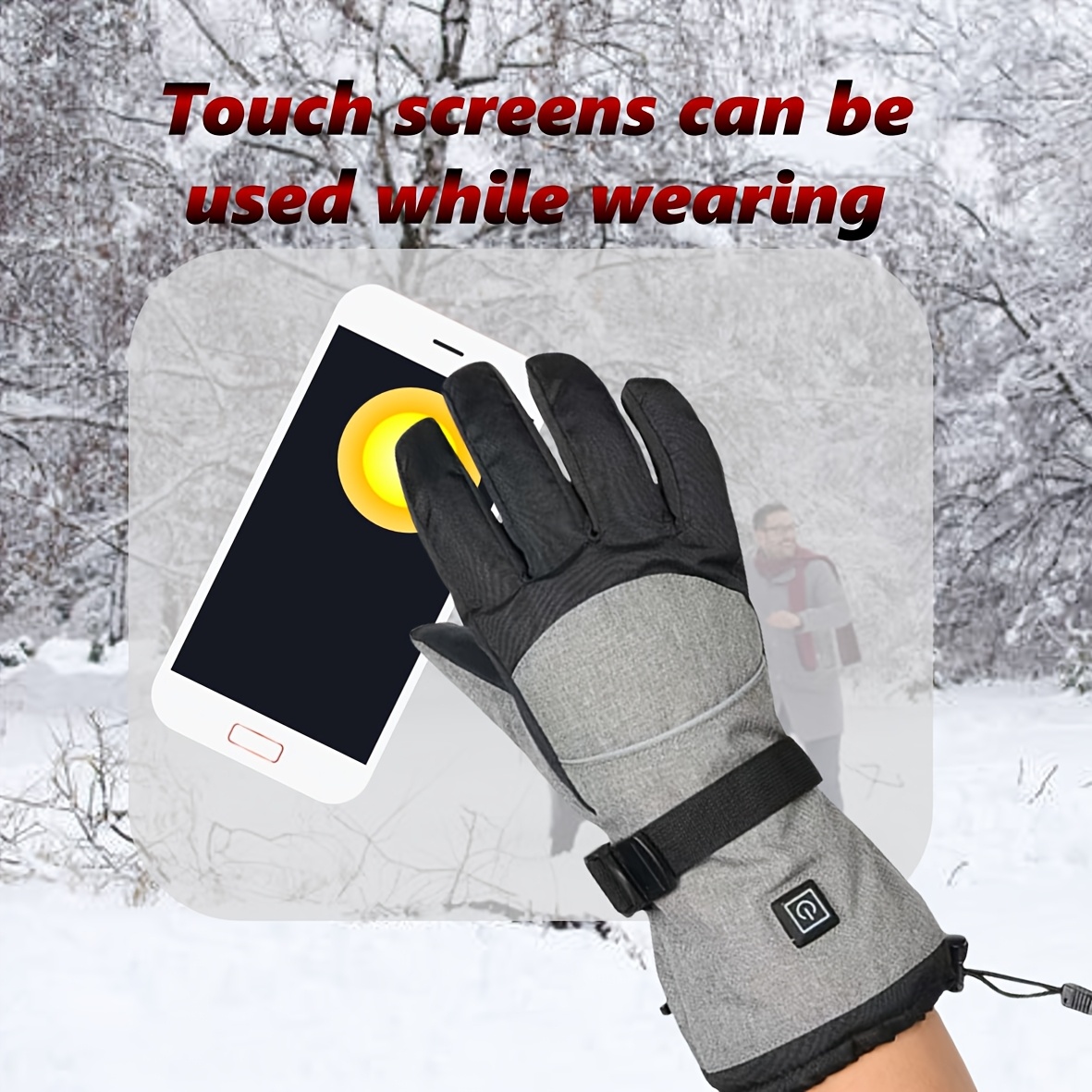 A Pair of Heated Gloves with Warmth on The Palms And Backs, Made of Oxford Cloth And Lined with Flannel, Equipped with Batteries, Essential for Winter.