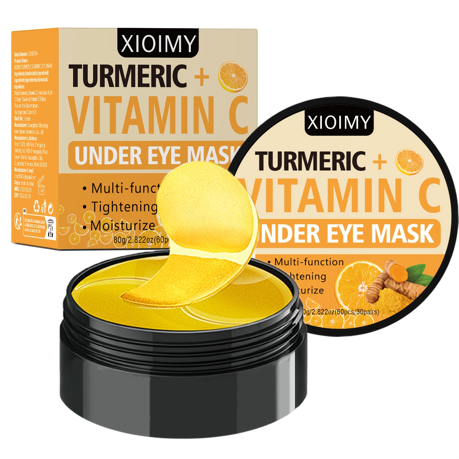 Image of 60pcs Turmeric And Vitamin C Eye Mask, Powerful Moisturizing, Deep Moisturizing, Making Delicate And Firm, Skin , Bidding Farewell To And Dullness, Eye Care, Vitamin C Eye Mask