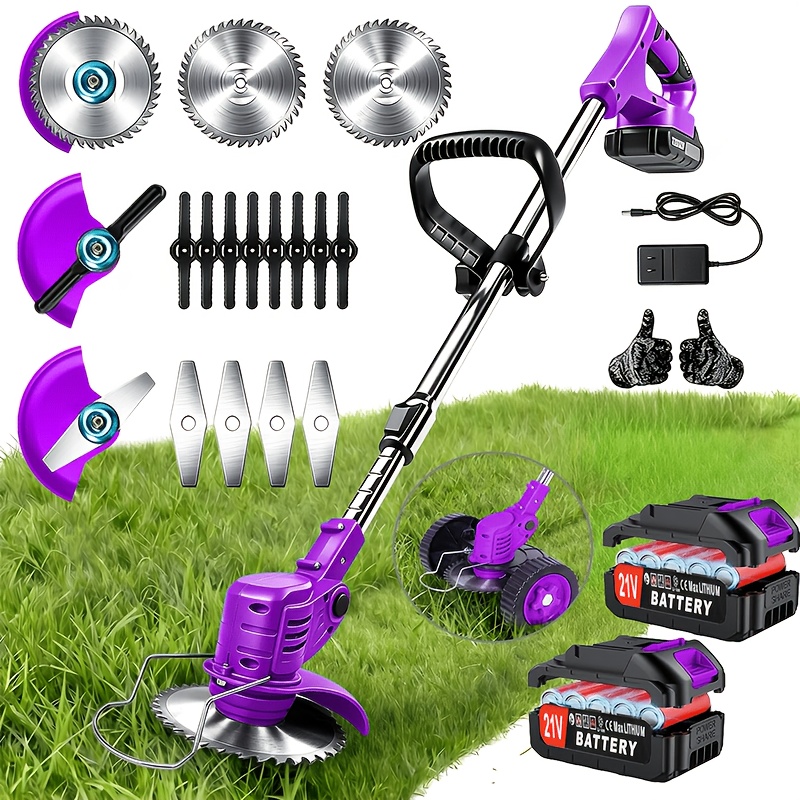 TEMU Portable Household Cordless Electric Grass Trimmer, Garden Weeder & Cordless Trimmer, With 3 Types Of , Single/dual High-capacity Lithium