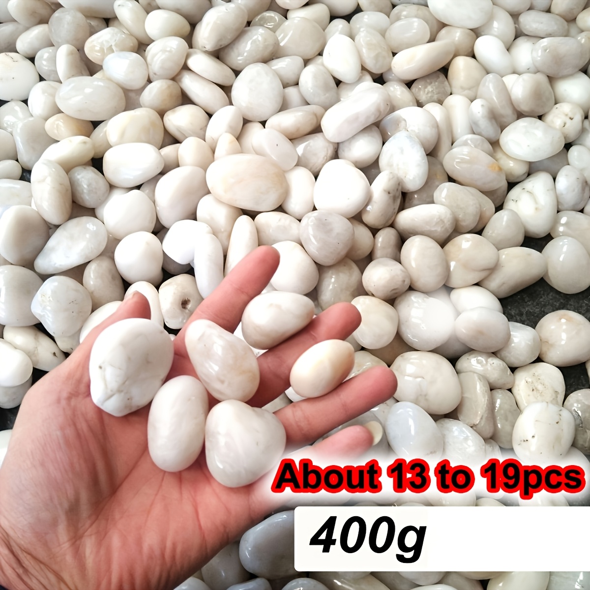 TEMU 300/400G Galets Blanc Naturel 2-4Cm – Pierres de Décoratives Lisses pour d'Aquarium, Terrarium, Aménagement Paysager de Jardin et Garnissage de