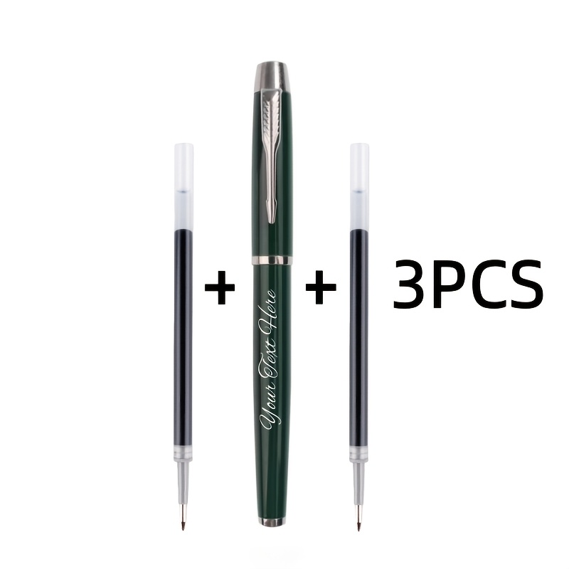 TEMU 1pc Pen And 2pcs Refills, Business Metal Gel Pens With Optional Refills - Matching Pen For Notebook Set, Ideal Trade Show Event Gift, Corporate