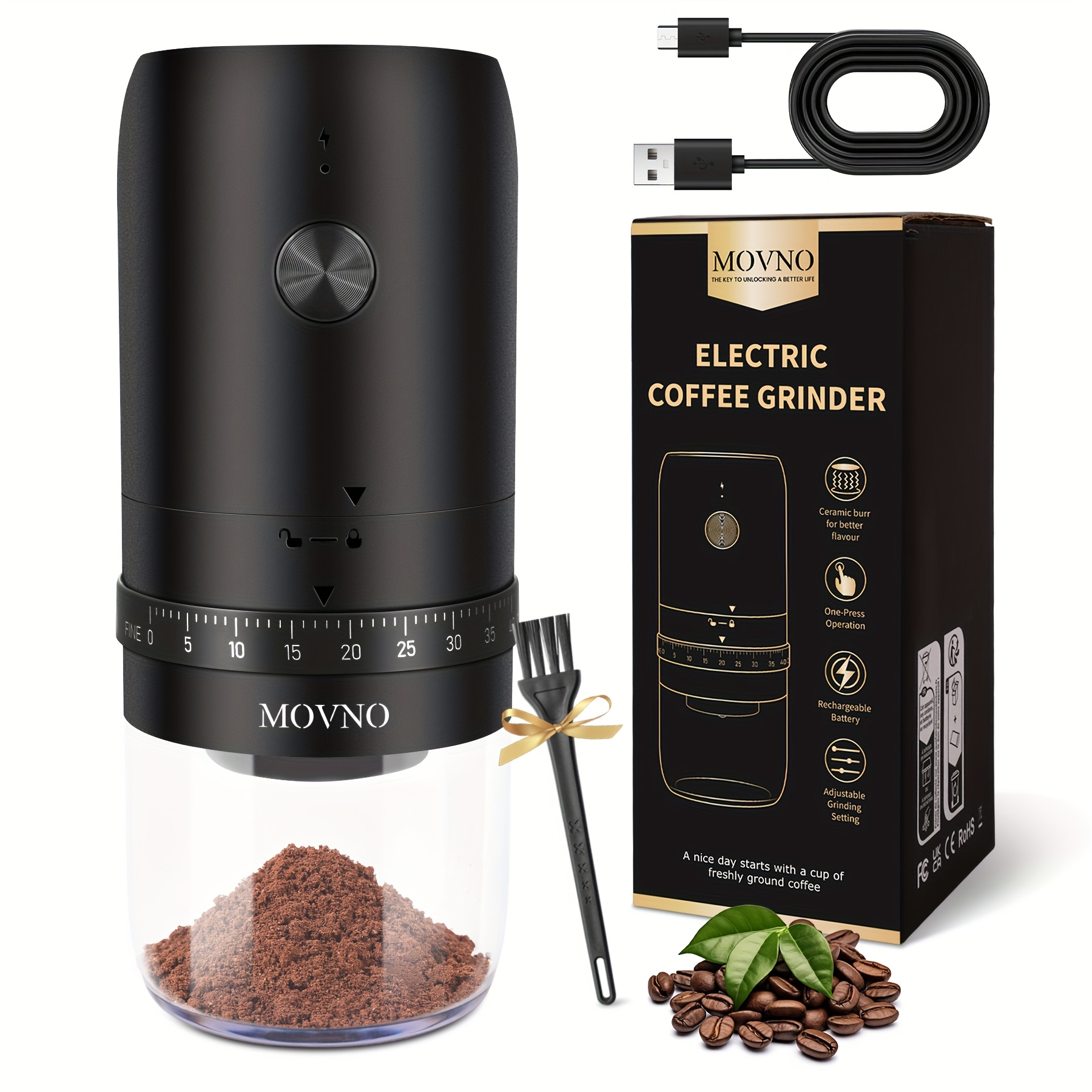 portable burr coffee grinder electric small cordless Temu