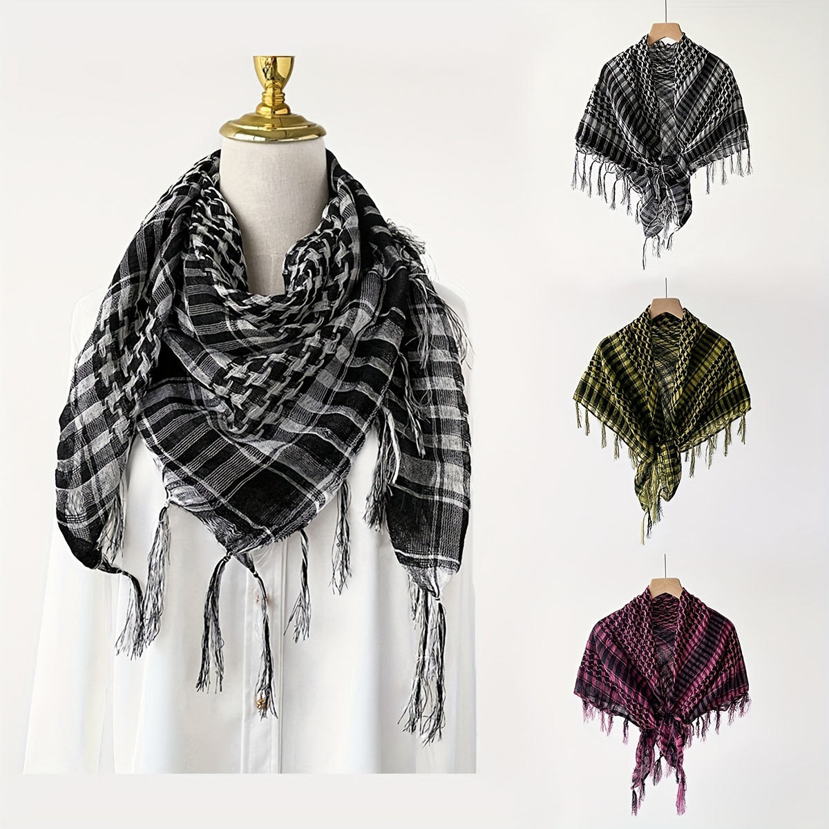 

1pc Unisex Plaid Pattern Scarf, Trendy Versatile Windproof Scarf, Suitable For Outdoor Activities, Ideal Choice For Gift