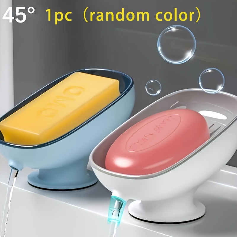 TEMU Random 1pc 2-in-1 Bathroom Soap Holder, Countertop Draining Soap Dish With Suction Cup, Suitable For Storing Round, Square, And Large Bars Of