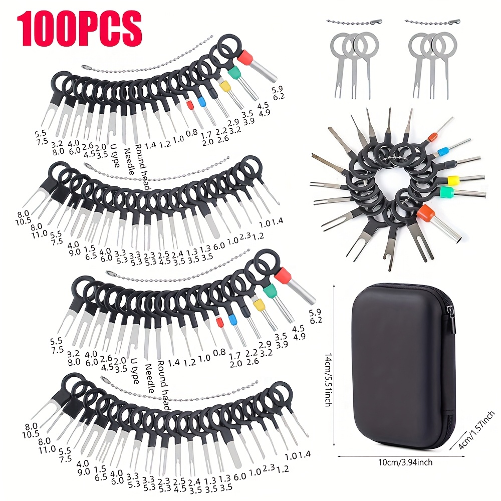 TEMU 100pcs Car Terminal Retractor Set, Wire Harness Terminal Disassembly Tool, Wire Harness Terminal Topper, Includes Waterproof Storage Box
