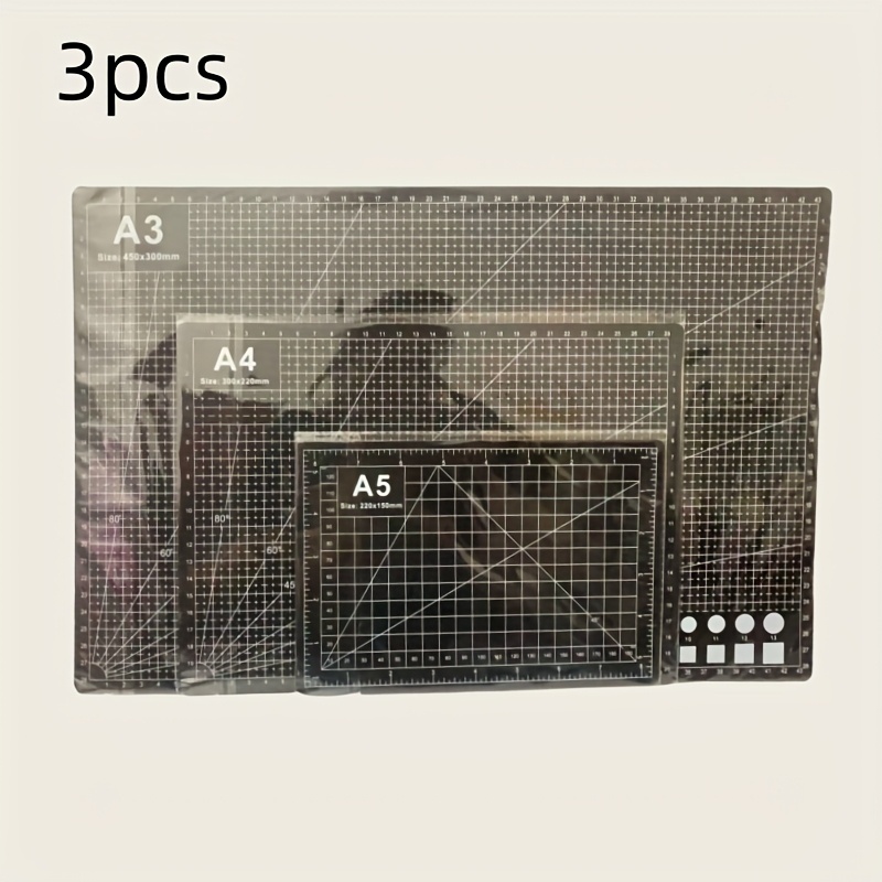 E-shop 3 Stk. A3/A4/A5 geschnittener Karton – doppelseitiges Gitter-Design mit Gitterlinien, strapazierfähiges PVC-Handwerksbrett, geeignet für Nähen,