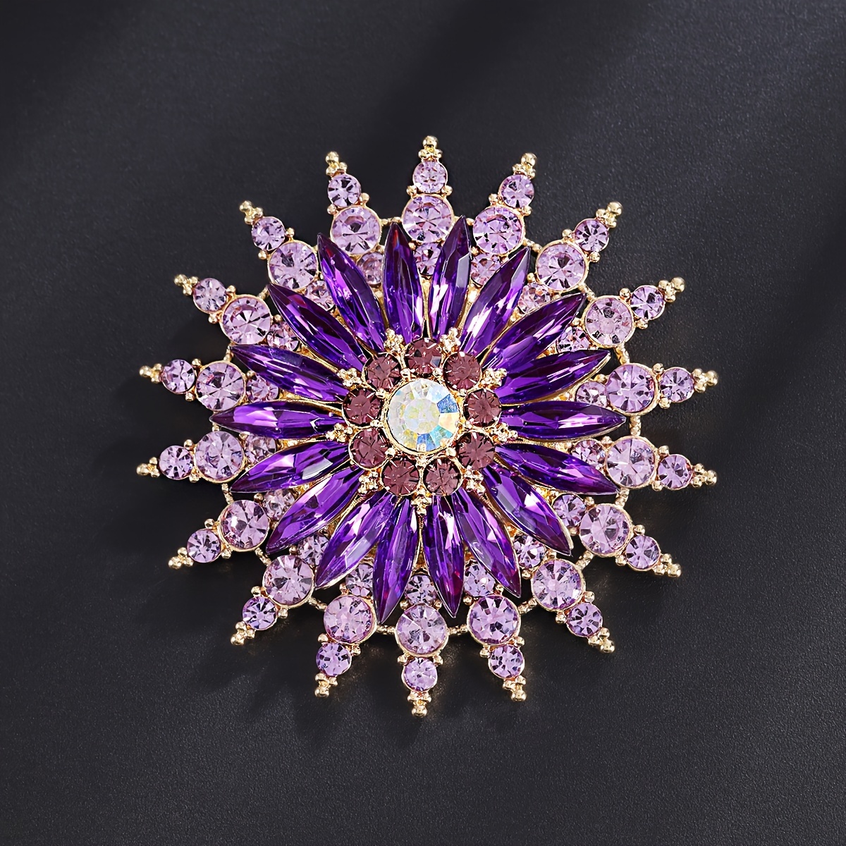 

Elegant Zinc Alloy Brooch With Purple Glass And Water , Fashionable And Durable, Suitable For Daily Wear, Party, Gift, And Travel