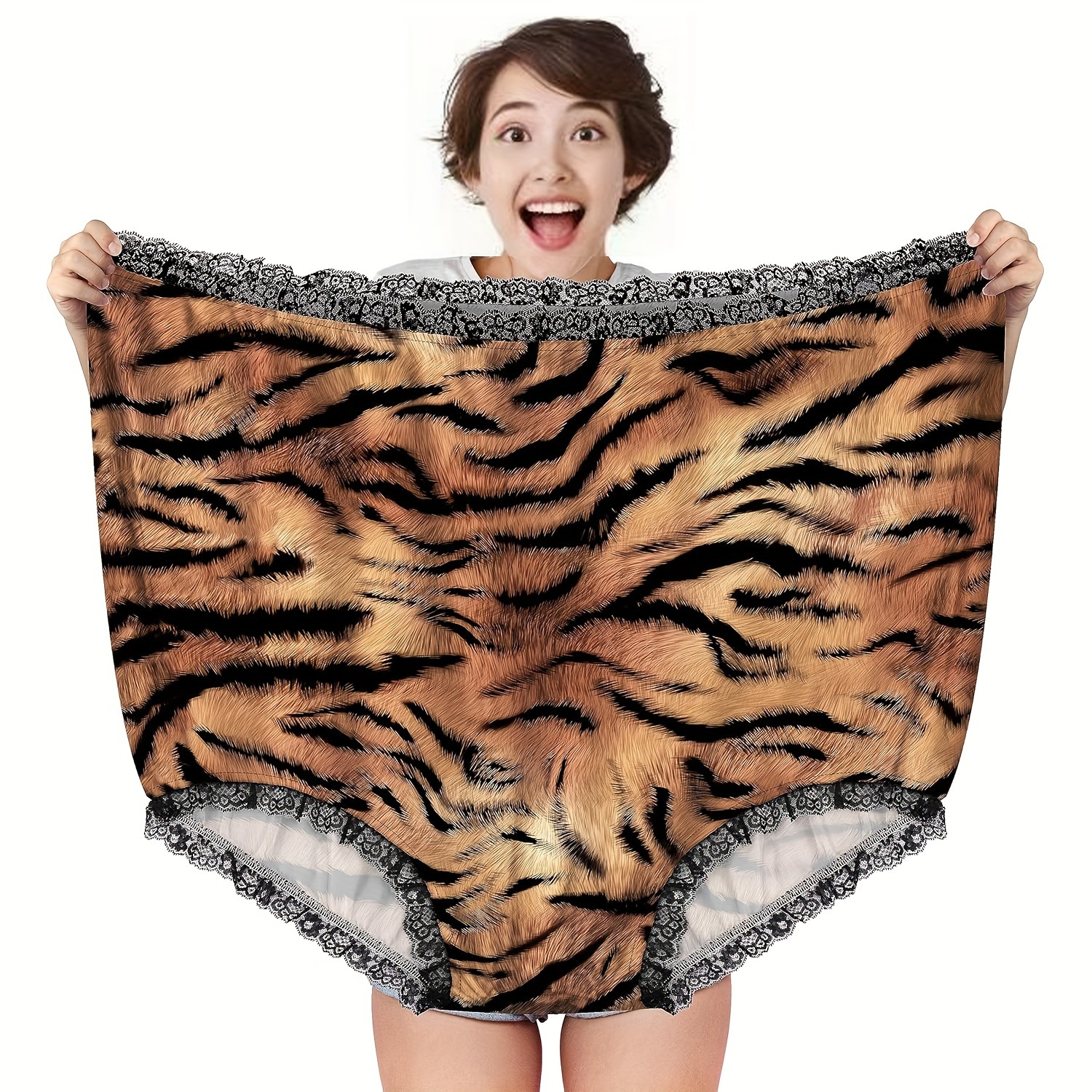 

1pc Oversized Novelty Big Underwear, & , Polyester, Waistband, , For , Plus Size Panties