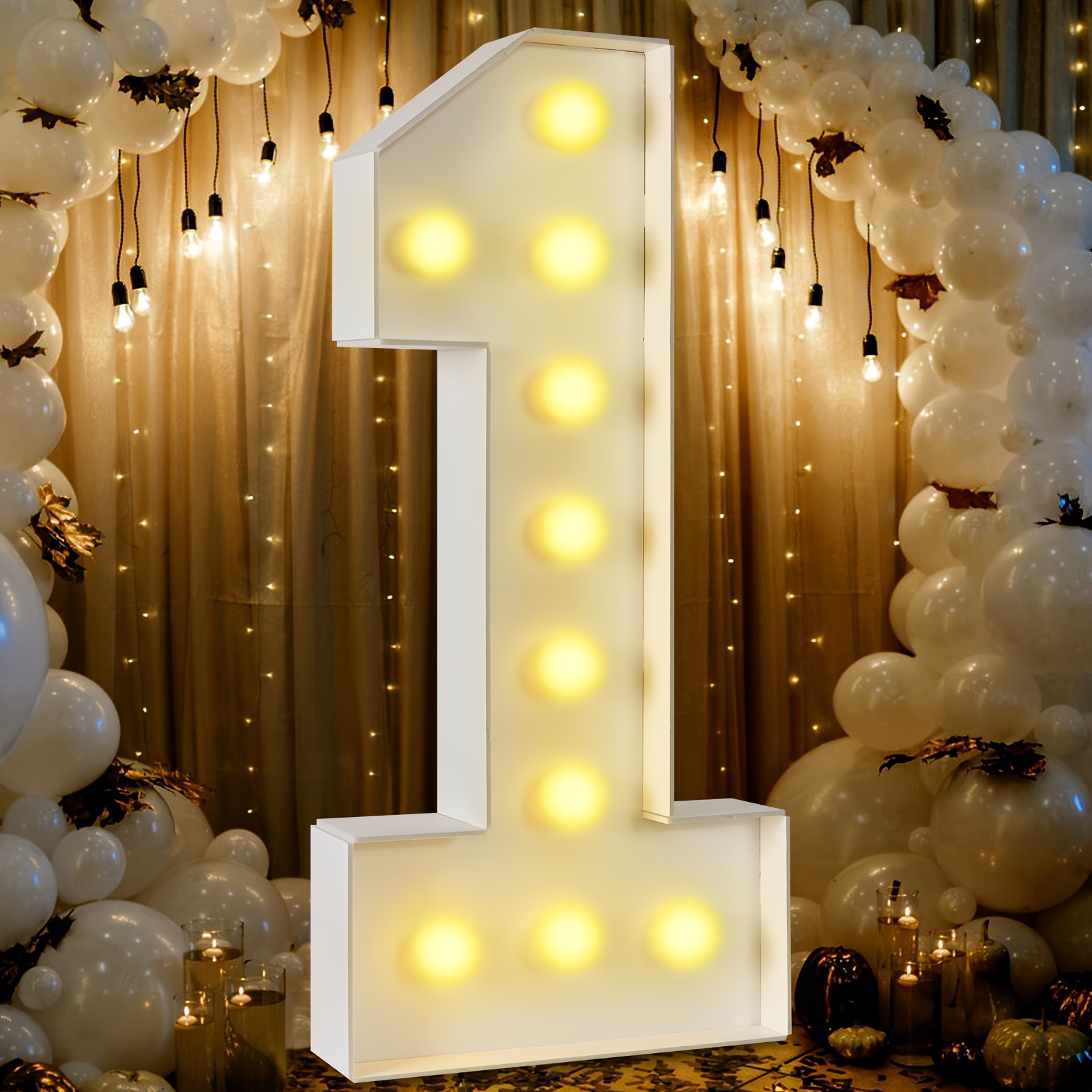 TEMU 3ft Marquee Numbers 0-9 With Mosaic Frame, Decorative Light-up Numbers With White Foam Cardboard, Lighted Holiday Displays Mosaic Number For