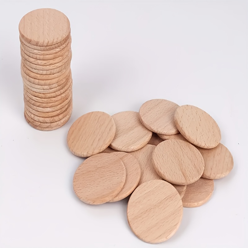 

10pcs Unfinished 50mm Wood Round Discs, For Diy Crafts, Art Projects, Chess Game Pieces, And Decorative Charms