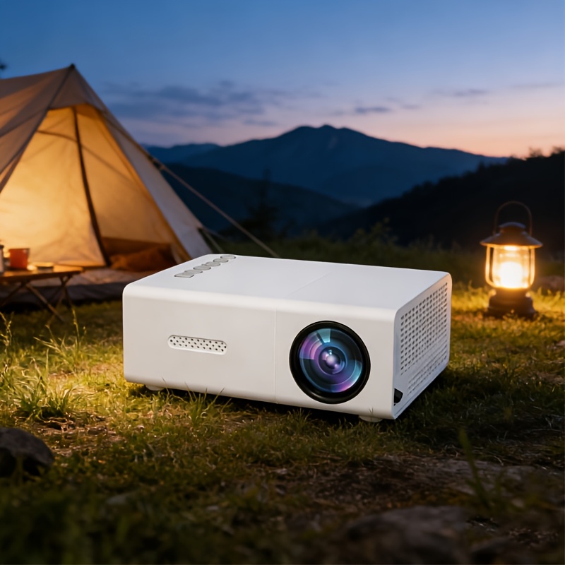 TEMU Projecteur Mini Portable 1080P pour Maison, Bureau, Camping et Extérieur, avec Correction Trapézoïdale et Automatique. Écran de Projection