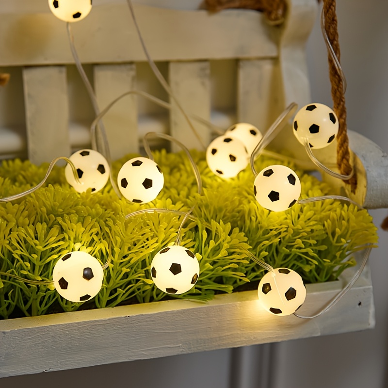 TEMU Luci a Stringa a Tema Calcio Essenziali per Decorazioni da Bar e Euro! per Decorazioni Domestiche, Feste a Tema Sportivo, Riunioni Festive,