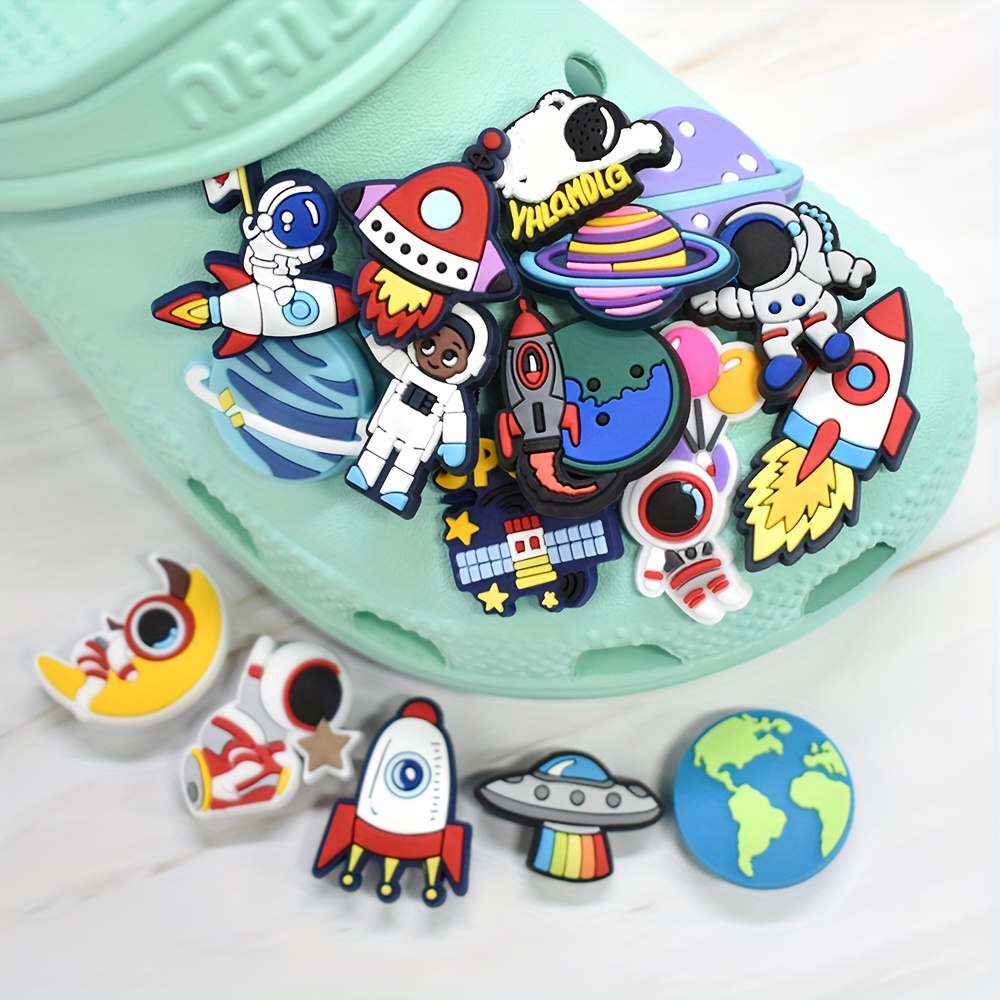 

30pcs Space Explorer Shoe Charms Set - & Planet Designs, Durable Pvc, Perfect For Clogs & Sandals, Ideal Holiday Gift