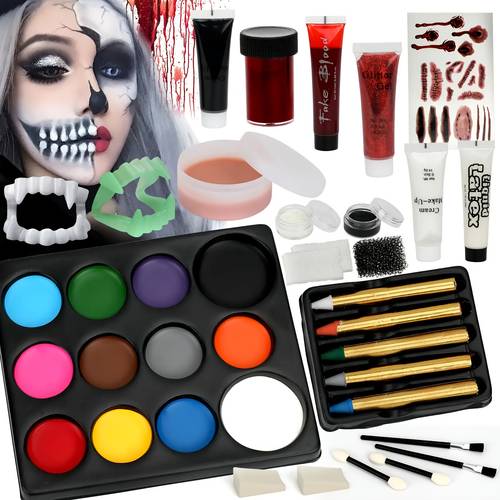 halloween makeup halloween home face painting kit face and body painting all in one halloween makeup kit face painting with blood suitable for halloween party supplies
