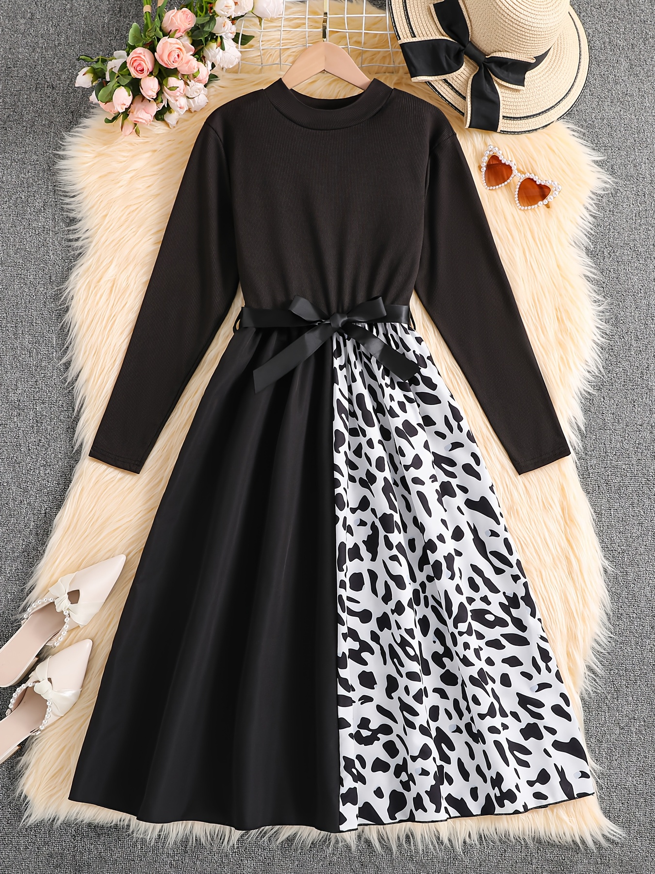 Teen Girls Dress Suitable for 13-16 Years - Elegant High Neck Long Sleeve  Maxi Dress with Belt, Formal Party Wedding Guest Dress *-Fit -Line Dress  for ...