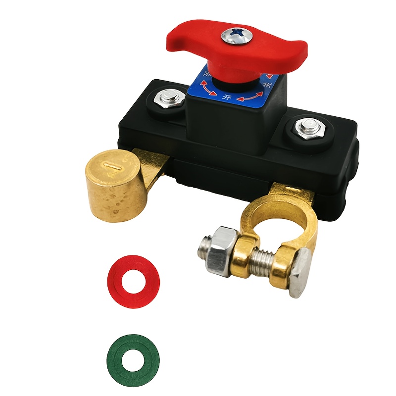 TEMU 3pcs Battery Disconnect Switch Kit, Top Kill Switch With 2pcs Anti-corrosion Battery Terminal Washers, Heavy Duty Battery Disconnect Switch Kit