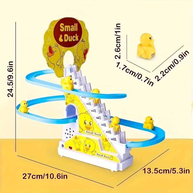 6pcs ducklings climbing stairs toy electric slide yellow duck toy toys for boys and girls holiday gift light and music toy easter gift halloween christmas gift details 3