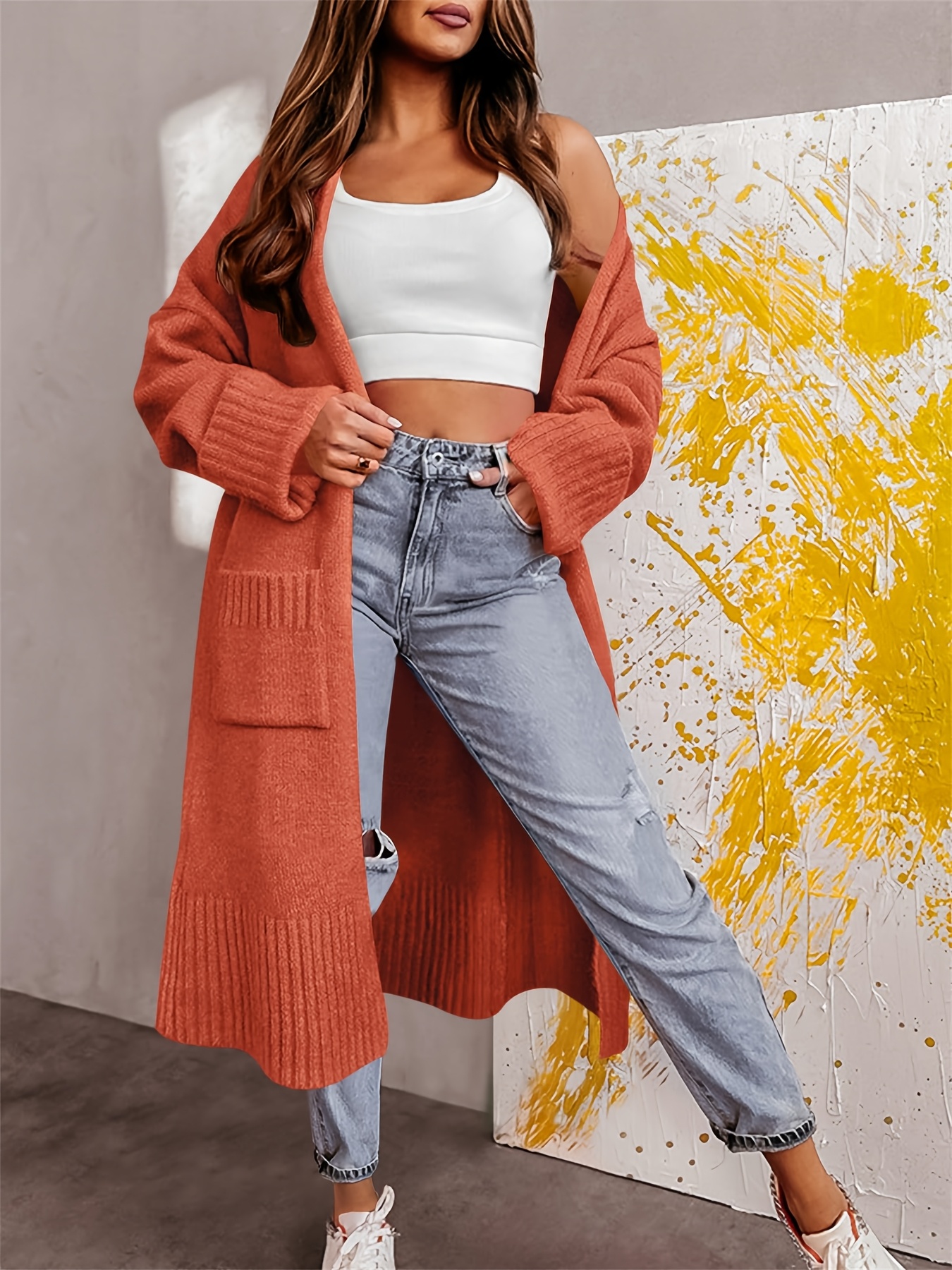 orange cardigan sold on Temu United States