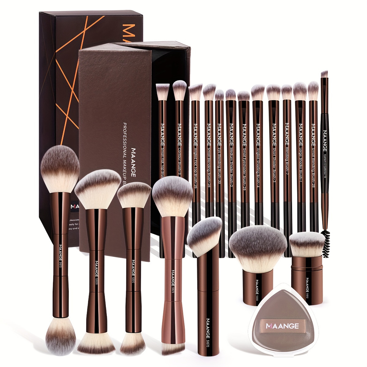 

Maange 22pcs Makeup Tool Set Includes 20 Aluminum Makeup Brushes + 1 Pu + 1 Storage Box Set Of Beginner Makeup Portable Suitable For Women's Christmas