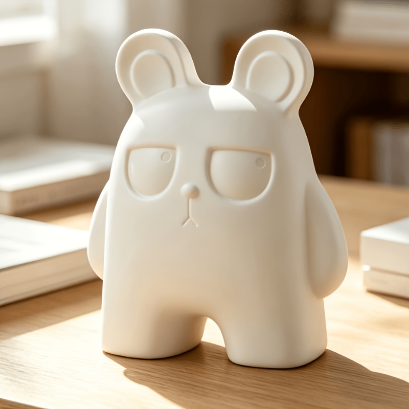 Cute Grumpy Face Statue Figurine, Modern Plastic Decor