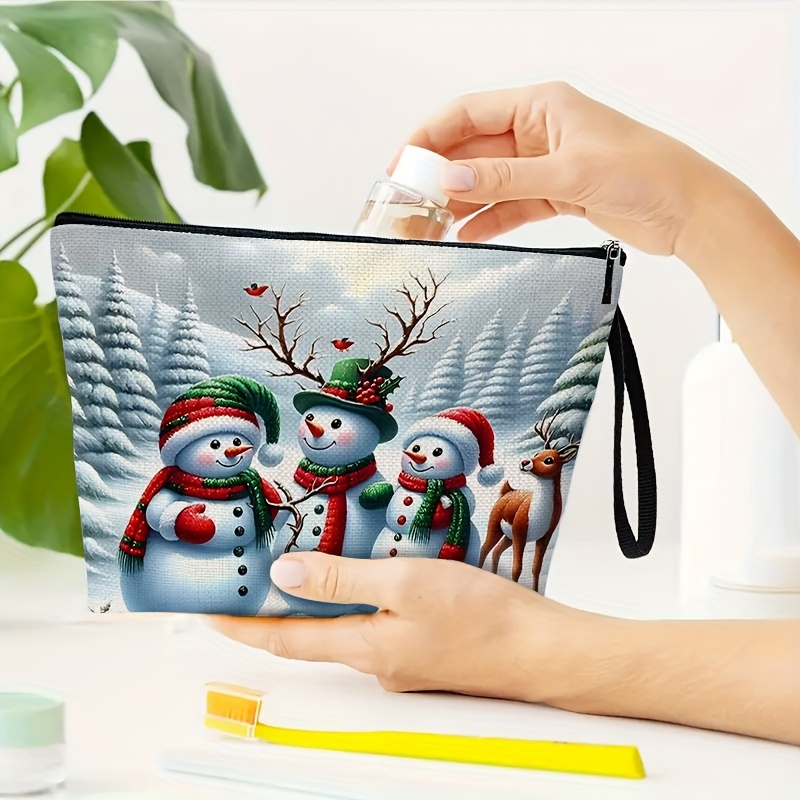 

Women's Christmas Snowman Cosmetic Bag, Polyester Zippered For And , Unscented, Mixed - For Women, 6.7" X 9.9