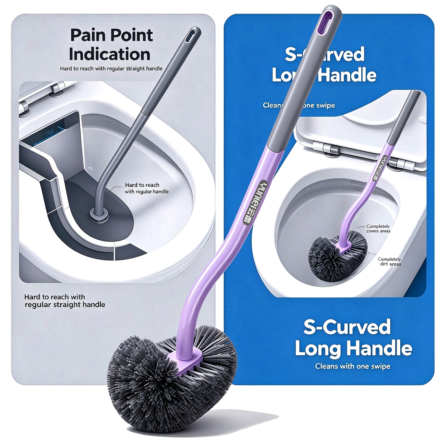 TEMU Cloud Lace Head Toilet Brush, No-dead-corner Long Handle Cleaning Brush, Wall-mounted Bathroom Toilet Brush, Compatible With Smart Toilets