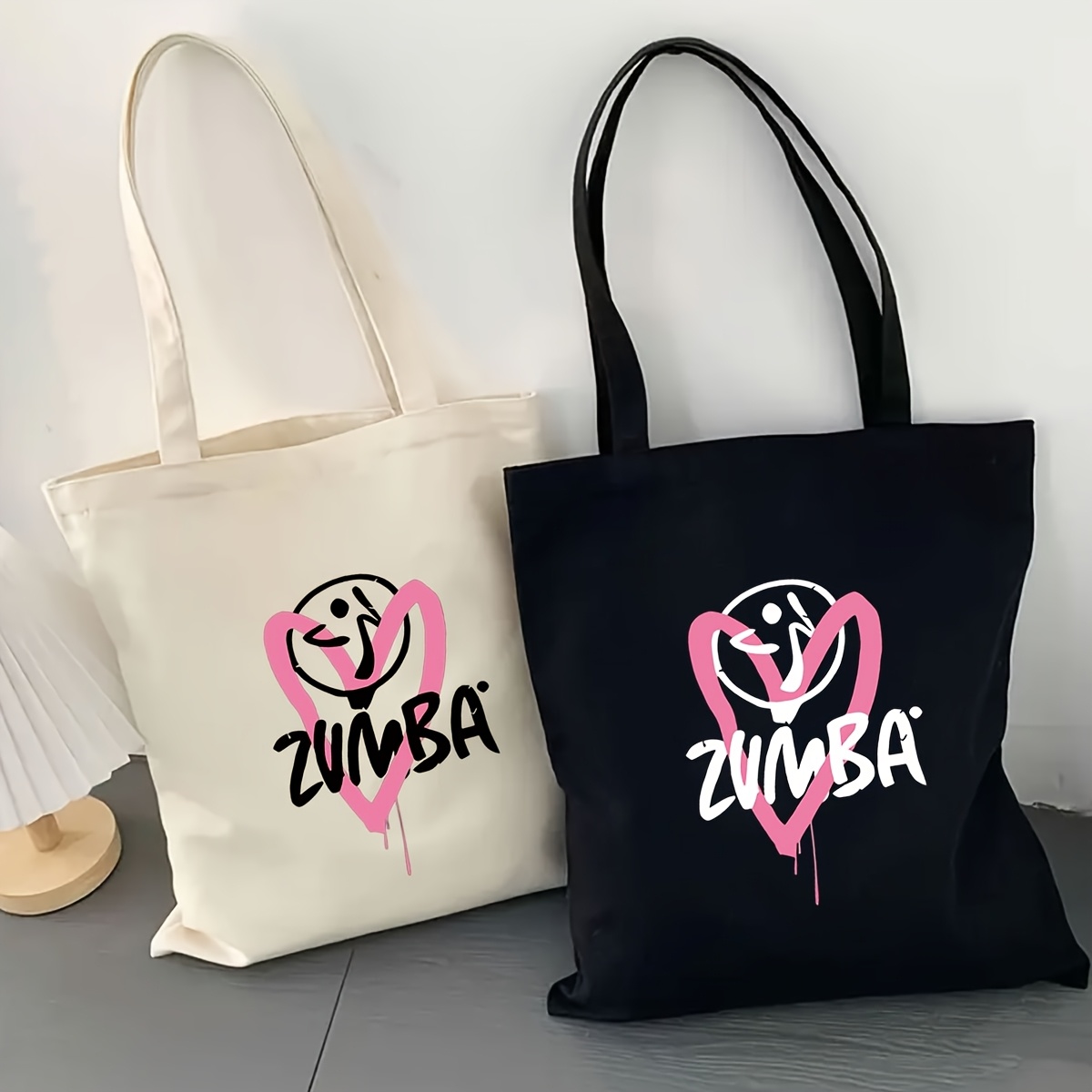 

Valentine's Day Heart Zumba Printed Tote Bag, A Must-have For Women, , Shopping, And As A Gift , Suitable For Men And Women.