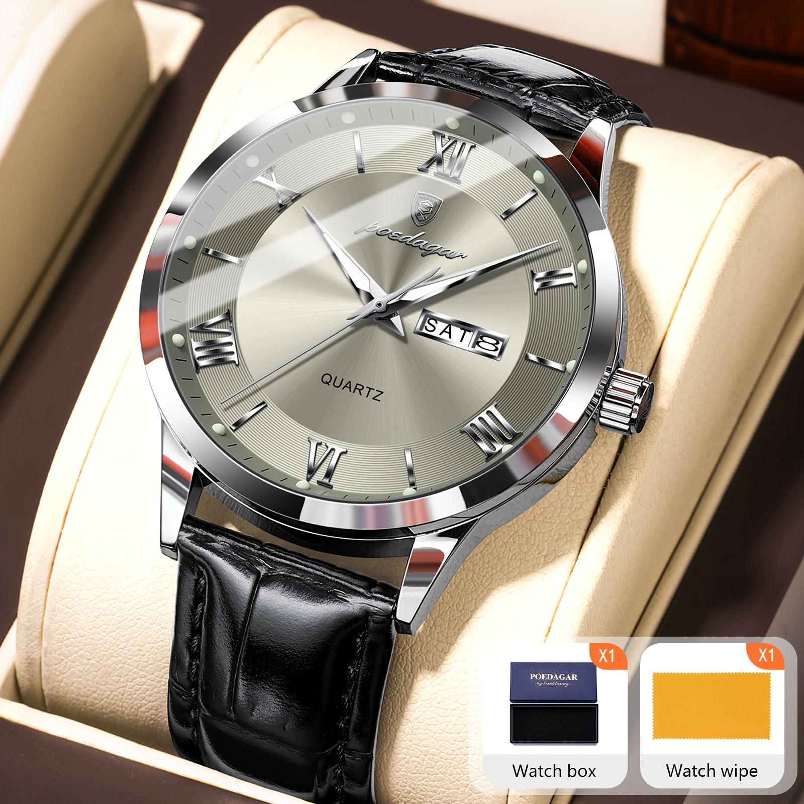TEMU Poedagar Casual Sports Men Watch Waterproof Luminous Calendar Week Display Men Watches High Strap Quartz Men Wristwatch