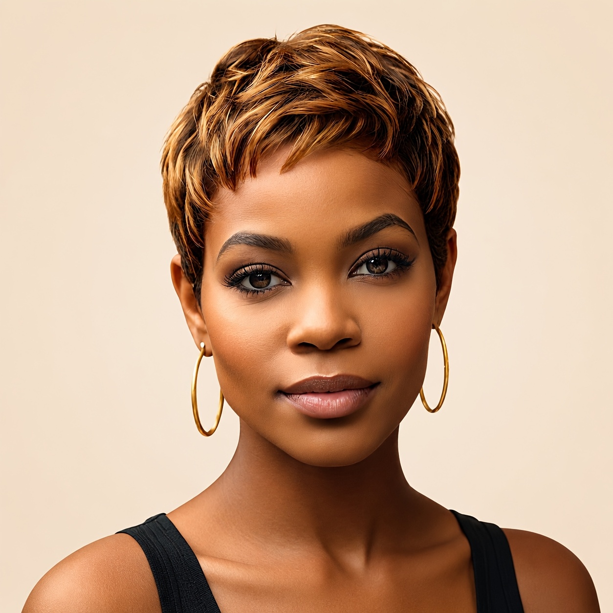Mixed Blonde Brown Hair Wig Synthetic Highlight Hair Wigs For Women Black Wig Short Wigs For Women Bang Wig Synthetic Hair