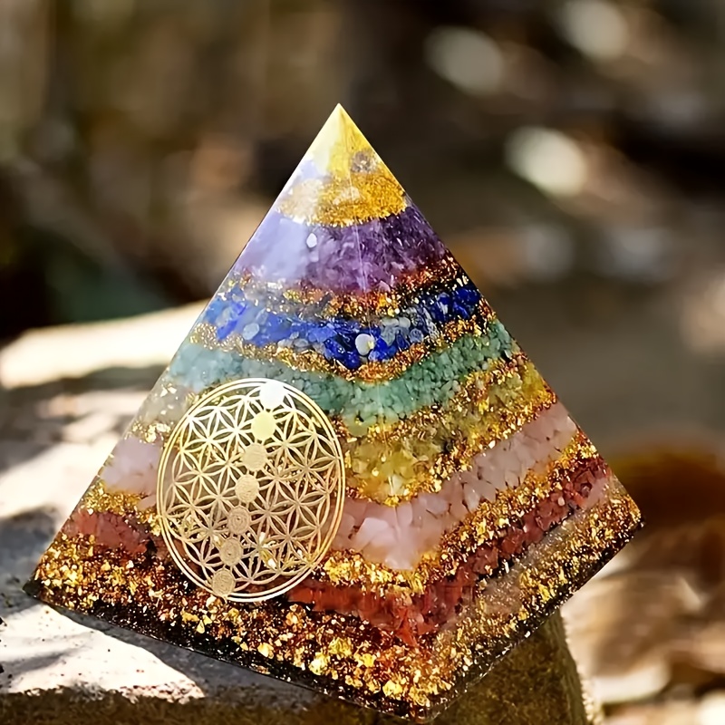 

1pc Orgone Pyramid Crystal Stone Ornament, For Home Room Living Room Office Decor, Christmas Valentine's Day New Year Gift