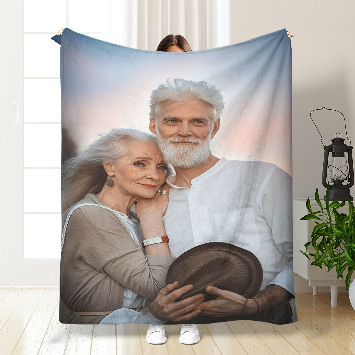 TEMU A Customized Blanket For Grandparents, Parents, Dad, And Mom, With Picture Customization, Blanket With Personalized Photos, Various Materials,