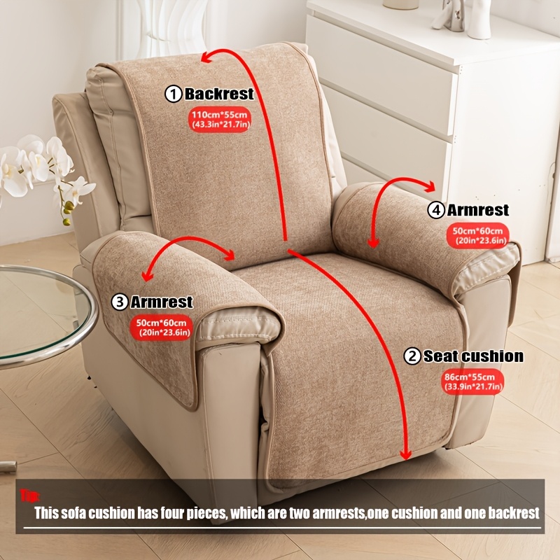 TEMU 1pc Cojín de Sofá Chenille para Silla Eléctrica, Asiento Individual de , Cojín Antideslizante Universal para Todas , de Sofá , Cojín Integrado