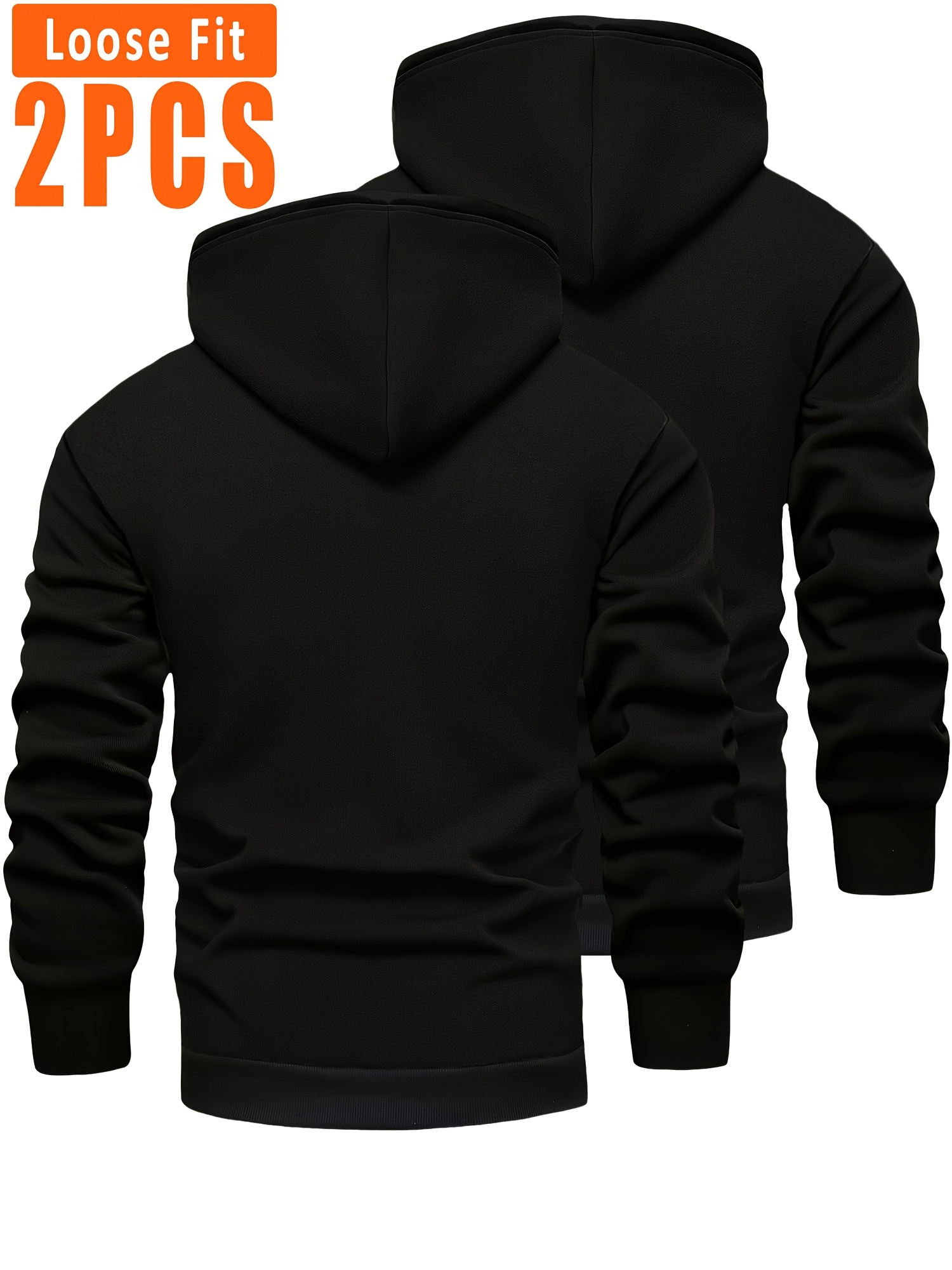 2 stuks Heren Fleece-gevoerde Hoodies - Dikke Winter Pullovers met Kangaroo Zak