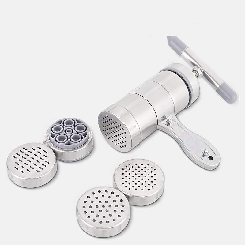 New Stainless Steel Manual Pasta Maker + Mold, Retro Handheld Kitchen Pasta Maker, Multi-functional Pasta Maker, Noodle Machine, Noodle Pressing Machine, Kitchen Gadgets