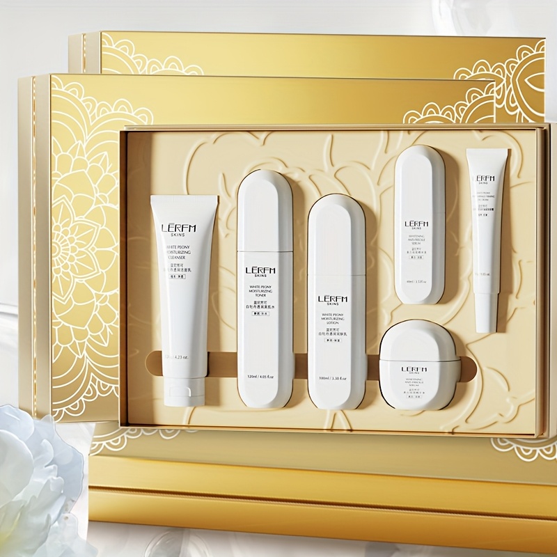 white peony firming skincare set with ginseng vitamin e and other light beige   ingredients locks in moisture for smooth and bright   suitable for oily light beige holiday gift box mothers day present details 11