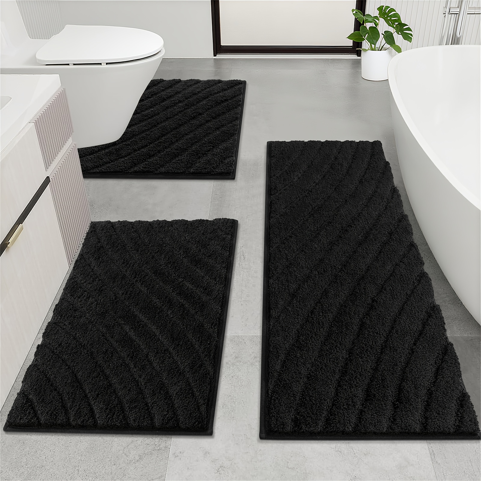 microfiber bath mat non slip shaggy bathroom rug set 3pcs bathroom mat set super absorbent bath mats for bathroom washable quick dry bathroom rugs for floor tub and shower home decor Product details 8