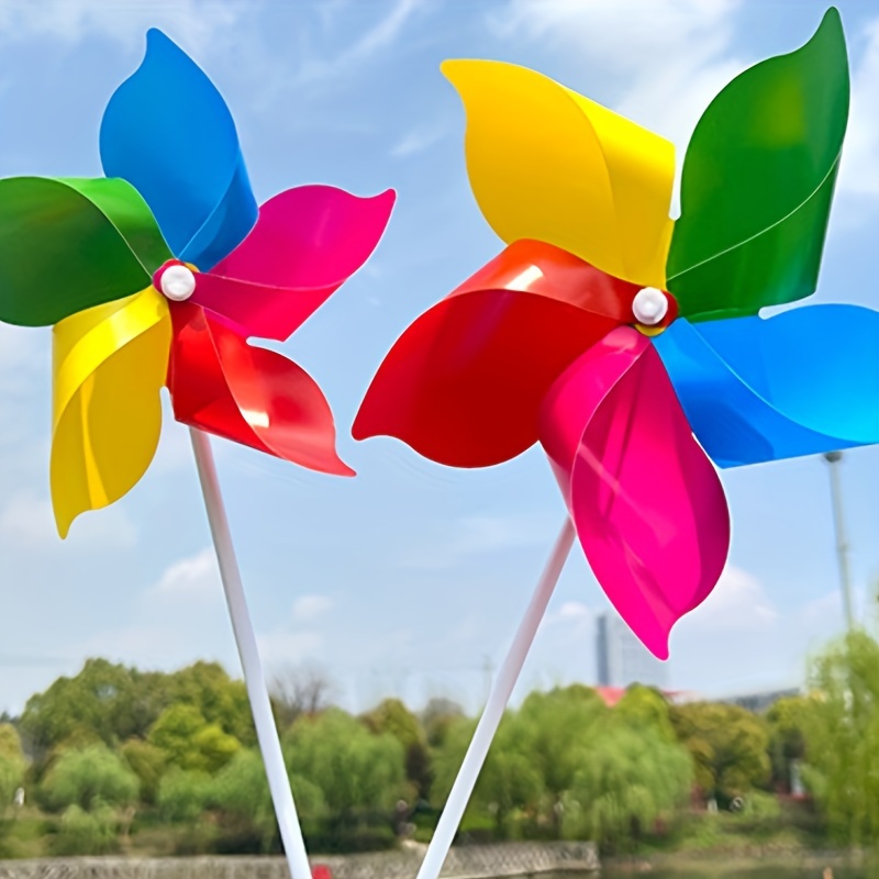 

20pcs Windmill Garden Stakes Set - Plastic & Wooden Handles, Outdoor Parties, Art & Farm Decor