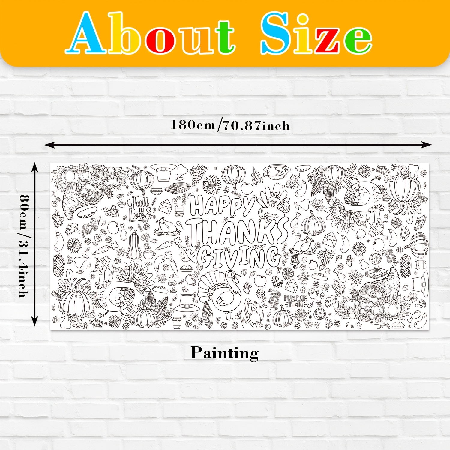 Thanksgiving Coloring Poster Tablecloth Jumbo