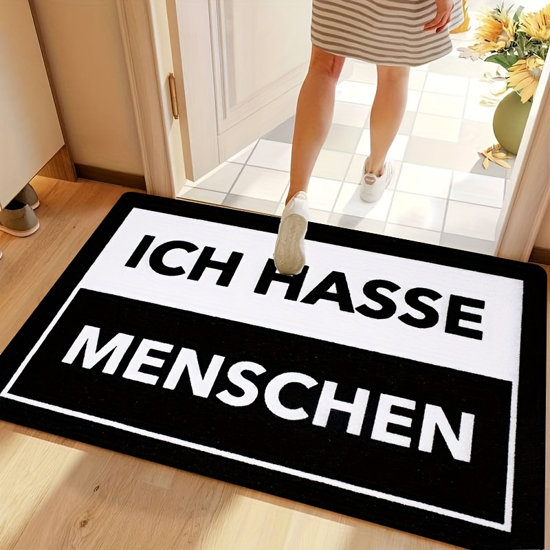 

Machine Washable Polyester Doormat - "ich Menschen" Anti-stain, Low Pile Rectangle Mat For Indoor Entrance, Easy Decor Rug - 1cm Thick, , Machine Made Carpet (less Than 2.16m², Shortest Side Under )