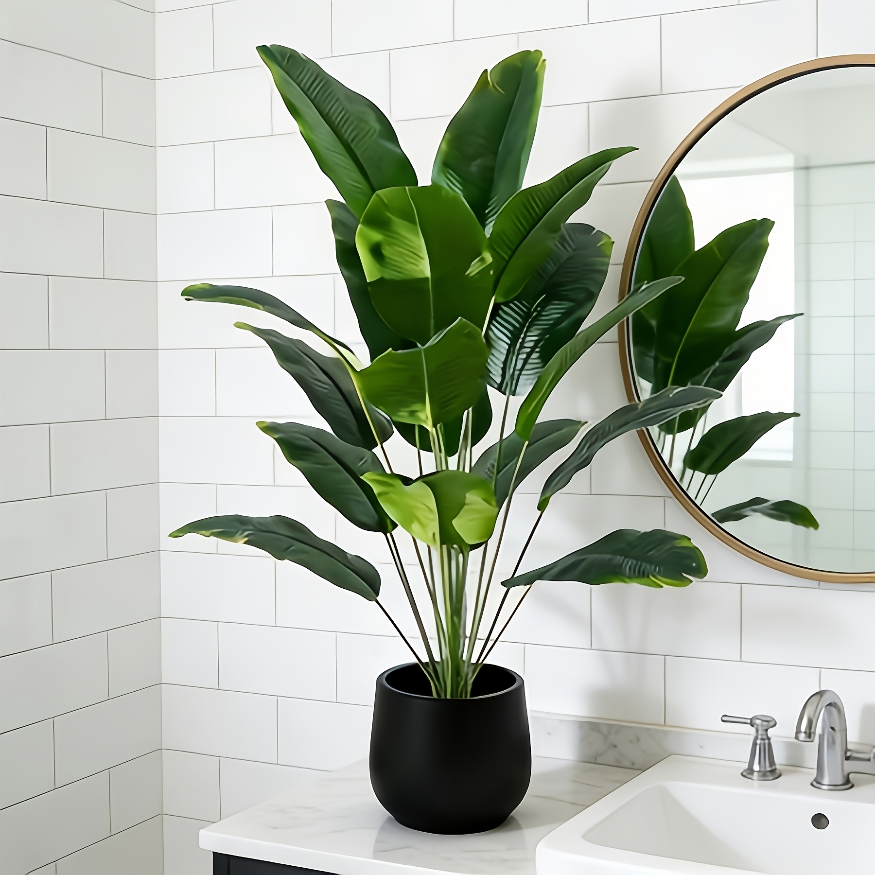 1pc of 18-leaf Artificial Banana Leaf Plant/small Pot Exquisite Green Plant | Aesthetic Decoration for Balcony Corners, Space-saving yet Highly Effective | Easy-to-care and Thriving Potted Plant | Evergreen Potted Plant for All Seasons | Versatile