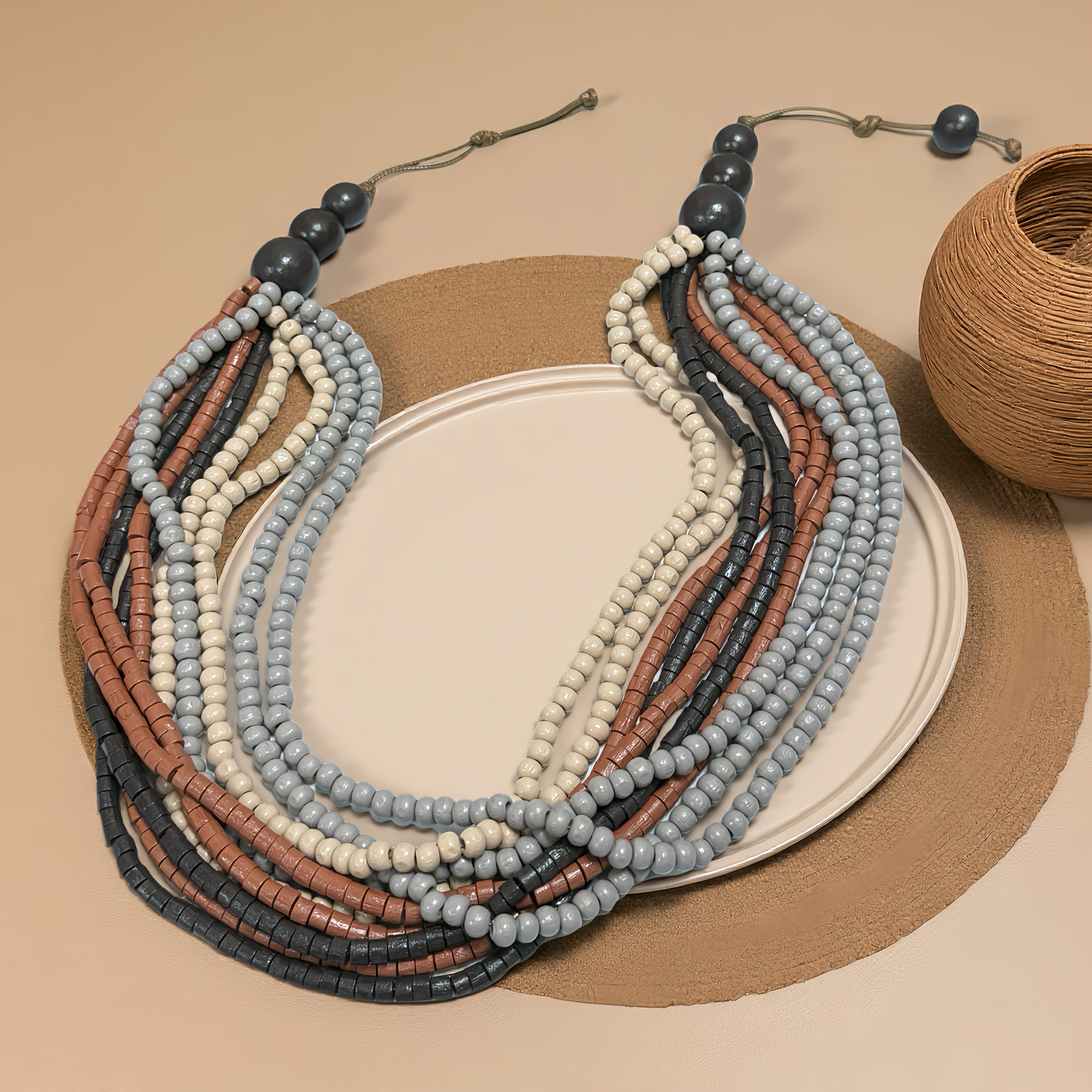 TEMU Middle Eastern Retro | Simple | Bohemian Handmade Wooden Lavender | Beaded Necklace, Fashionable And Versatile Exquisite Accessory. Suitable For