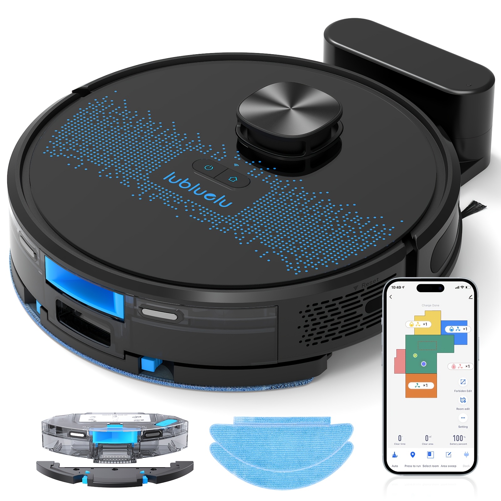 Image of Lubluelu Vacuum, 6500pa Super Suction Robot Vacuum And Mop Combo, Wifi/app, Multi-layered Mapping, Self-charging, Anti-siphon, 55db , Body, 3 In 1 Robotic Vacuum For Home Pet Hair Hard Floor Carpet