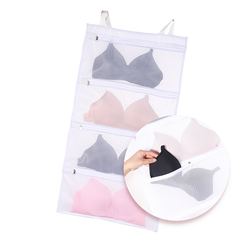 TEMU Washing Bag Specifically For Machine-washable Bras, Featuring 4 Compartments, Suitable For Laundry Rooms, Allows For Washing Multiple Items ,