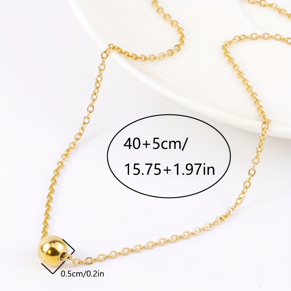 1 Simple Stainless Steel Ball Pendant Necklace, Women's Daily Layering Accessory Gift