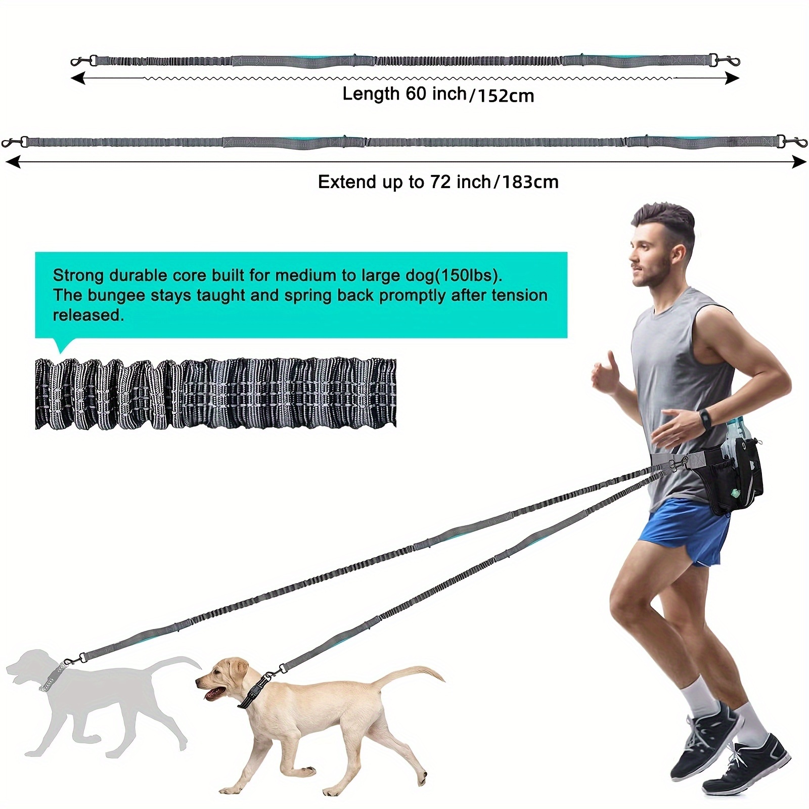 walking leash waist bag extendable hands free leash Temu