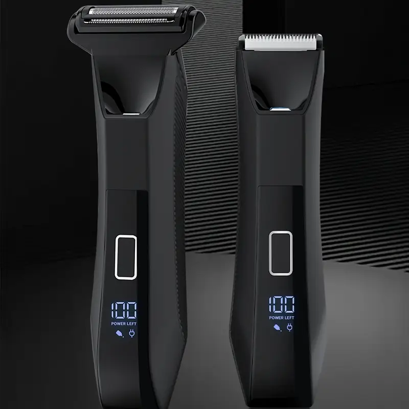 2 in hair trimmer groin shaver dual head smooth lightweight lock led display usb rechargeable stainless steel blades Product details 0