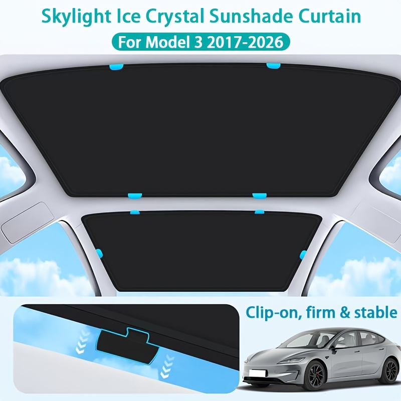 TEMU Suitable For Model 3 2017-2026, Sunroof Sunshade, Press-fix Installation, No Adhesive Or Tying Required. Installed, It Stays As Secure As ,