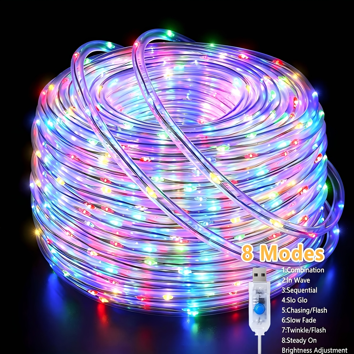 TEMU 1pc Usb Hose String Lights, Ip44 Christmas Decorative Lights, With 50/100/200 Led Lights, 8 , Indoor String Lights, Suitable For Staircases,